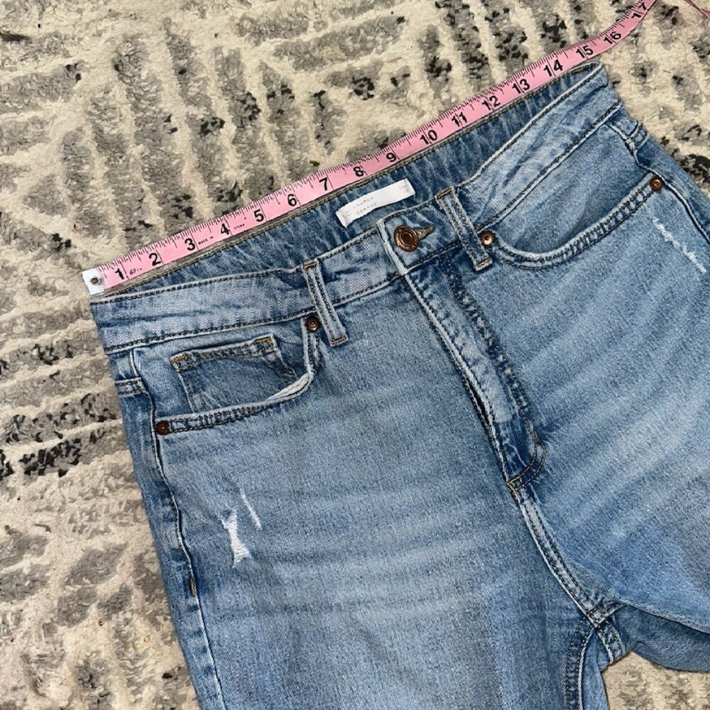 Light Blue Vintage Straight Leg Mom Jeans High Waist Crop Size 8 - Picture 7 of 10